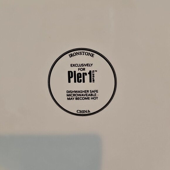 Pier 1 Dinner Plates 11" green lattice dahlia multicolor summer flowers set/ 2 - Picture 9 of 12